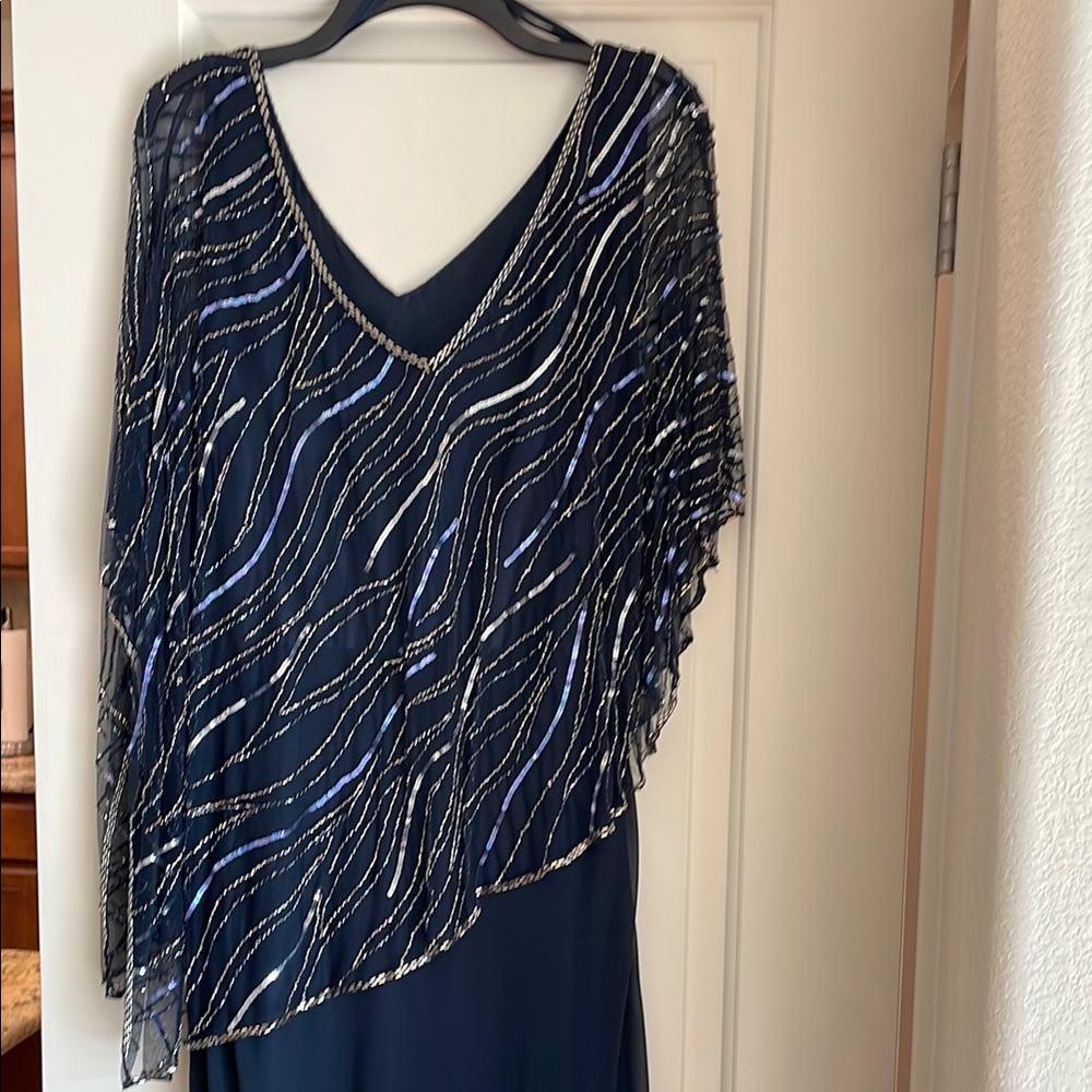 Elegant JKARA Navy Blue Evening Dress